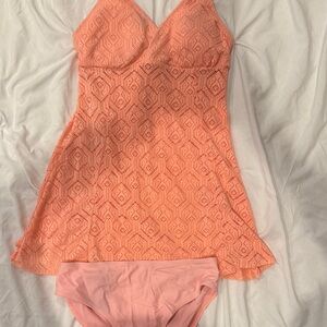 Elegant Coral Lace Swimwear Set